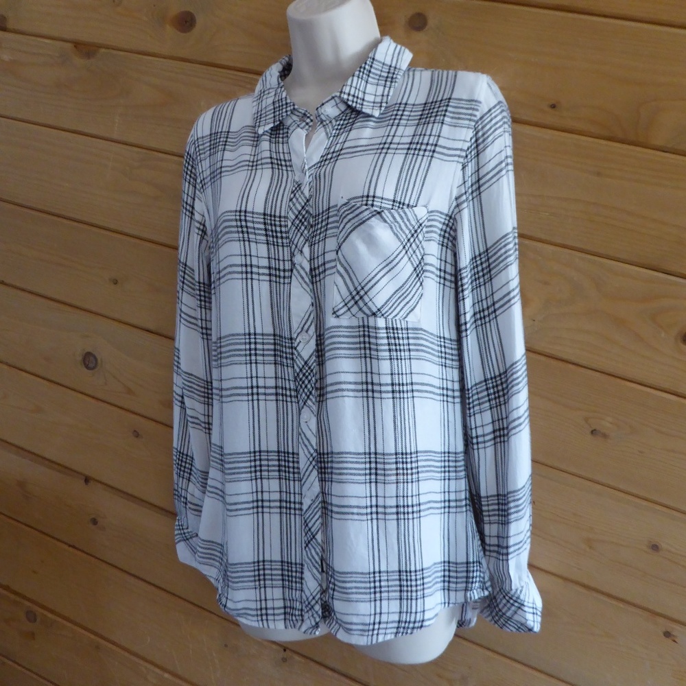 Rails Black White Check Plaid Button Up Shirt Xs - image 2